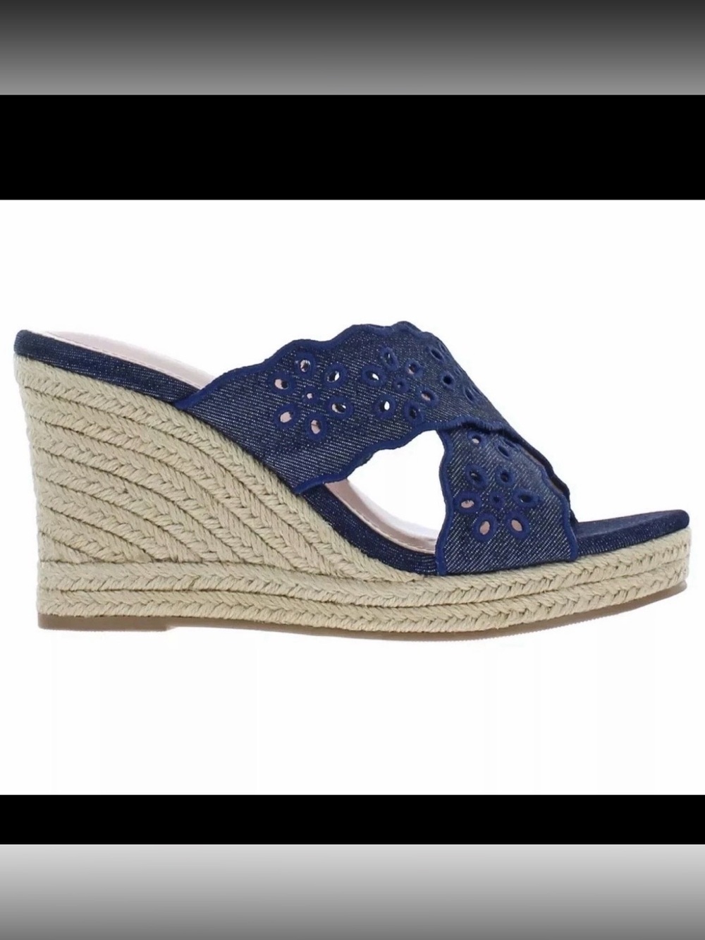 Draper James Women's Emily Wedge Sandals, Navy Canvas Size 7 M US
